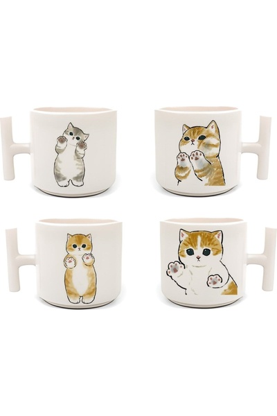 Tanem Tasarım Double Turkish Coffee Cup & Espresso Naughty Naughty Kittens 4-...