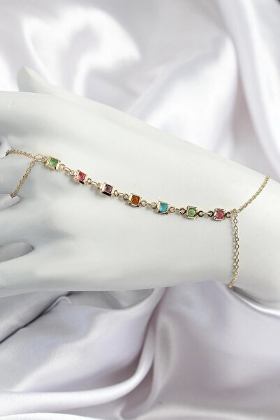 Marsilyan Nvdn- İetaks ™   Brass Colorful Square Zircon Stone Y Model Gold Co...