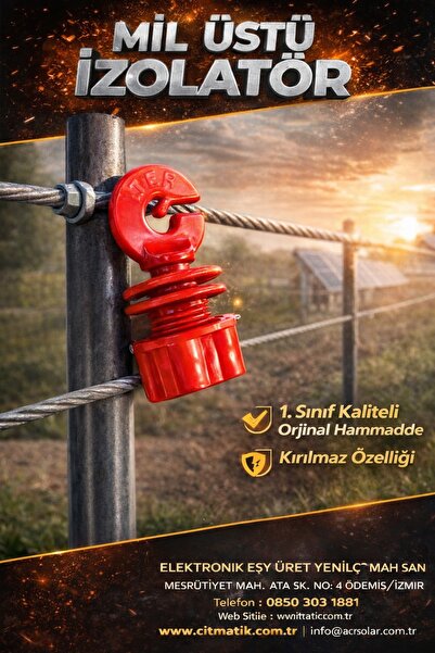ACR GÜÇMATİK Elektrikli çit izolatörü MİL DEMİR LÜKS 1. SINIF ORJİNAL KIRMIZI...