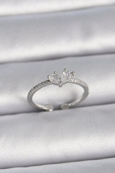 Marsilyan Nvdn- İetaks ™   Brass Silver Color Adjustable Zircon Stone Heart M...