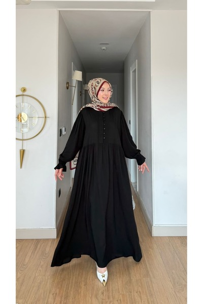 REDMİNA fashion Aura Pileli Düğmeli Elbise