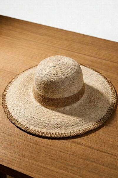 Mollycrush Γυναικείο ψάθινο καπέλο Fedora με λεπτομέρεια ραφής και λουράκι σε...