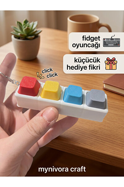 Mynivora 4 Renkli Clicker Anahtarlık Stres Giderici Fidget Oyuncağı TikTik Se...