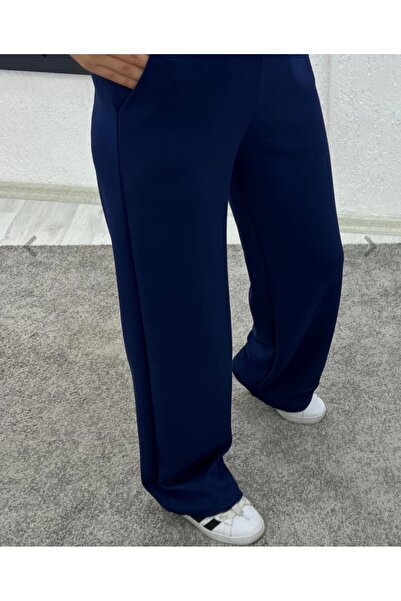 Store Dark Blue Modal Fabric Wide Leg Sweatpants