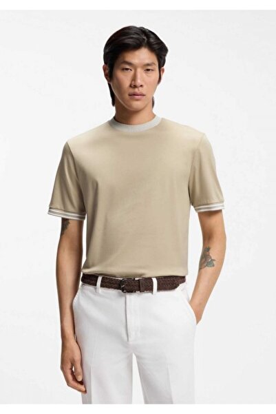 BOSS Men's Cotton Crew Neck Short Sleeve Beige T-Shirt 50559667-286