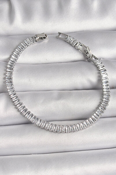 Eco Lounge Brass Silver Color Zircon Stone Waterway Model Women's Bracelet