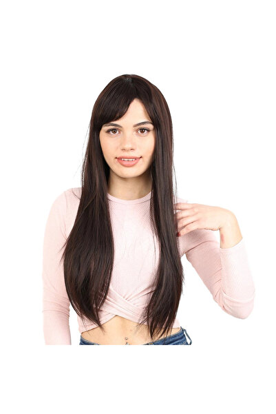 online kapsulavm avm alışveriş Fiber Sen Long Straight Wig with Bangs / Dark ...