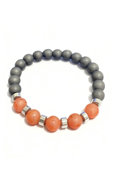 nss sky rock Moon Star Matte Agate Matte Onyx Hematite Bracelet 8mm Natural S...