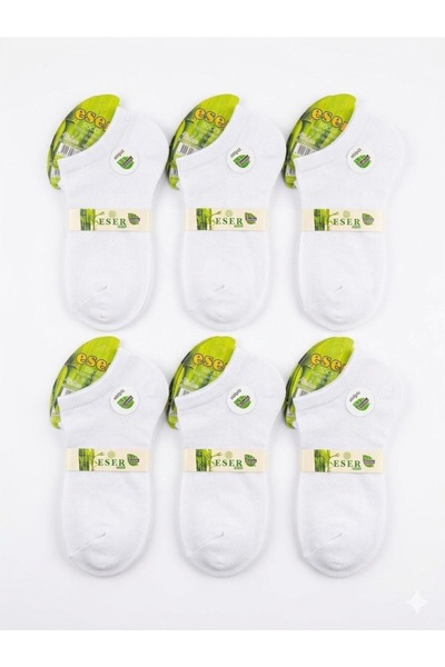 Eser Çorap 6 Pairs of Women's Bamboo Short Socks White – Socks for Sneakers a...