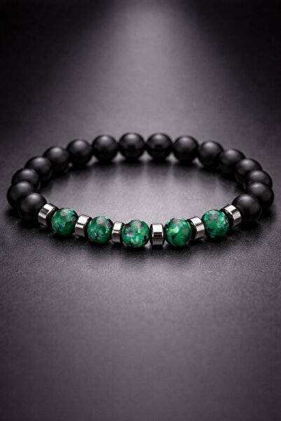 nss sky rock Azurite Malahite Matte Onyx Hematite Bracelet 8mm Natural Stone ...
