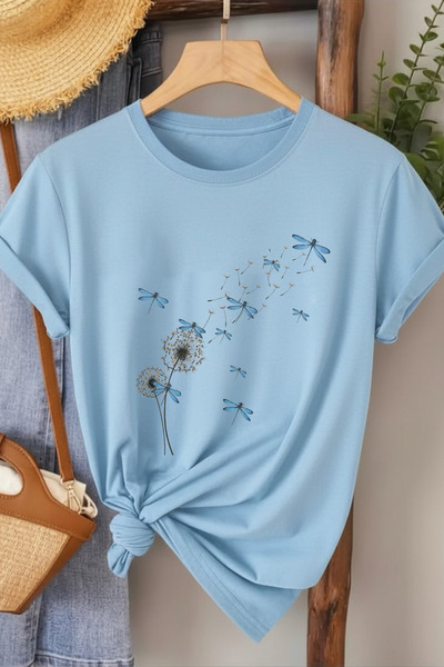 l'eivor Dragonfly Printed White Women's Cotton T-Shirt