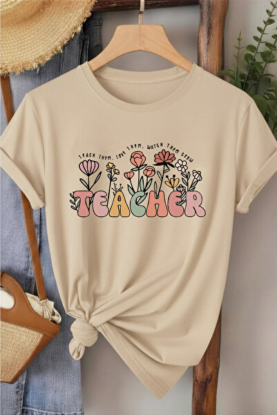l'eivor Teacher Printed White Women's Cotton T-Shirt