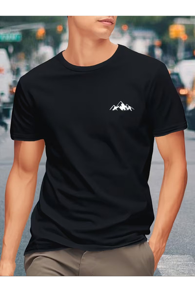 LİNA06 Mountain Combed High-Quality Original Fun Short-Sleeve T-Shirt