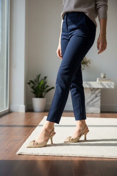 enoch حذاء نسائي بكعب عالٍ ناعم الملمس ومفتوح من الخلف وكلاسيكي