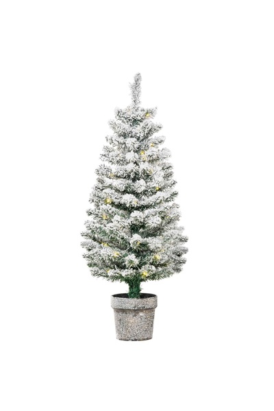 OEM Brad artificial Re-Bloom, LED, PVC/metal, alb/verde, 40 x 90 cm