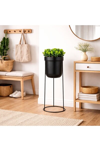Koopman Plantă artificială de Buxus, 38 cm, în ghiveci cu suport metalic negr...