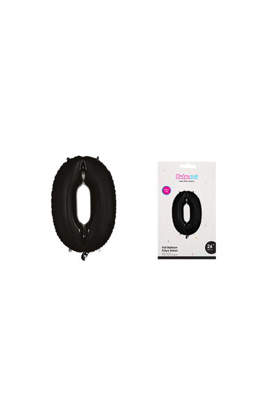 Adana Pasta Malzemeleri 26 Inch Foil Balloon Number 0 Matte Black Balonevi̇