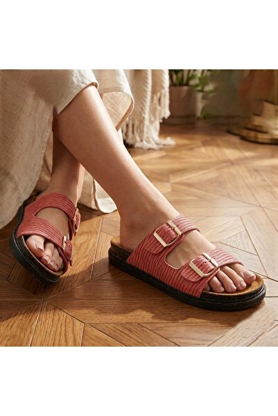 FASHION Textured Flat Dual Buckled Sandals for Women