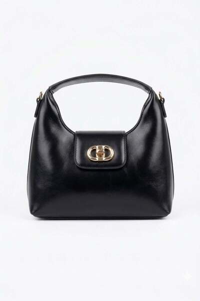 Fulla Moda Flip Lock Faux Leather Handle Bag