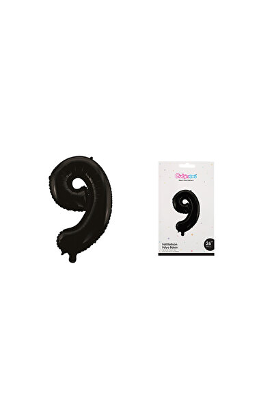 Adana Pasta Malzemeleri 26 Inch Foil Balloon Number 9 Matte Black Balonevi̇