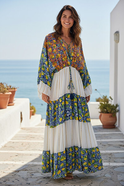 huna hur Bohemian Style Long Layered Maxi Dress