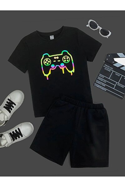 By Layina Child colorful Printed unisex t-shirt shorts combination - child bo...