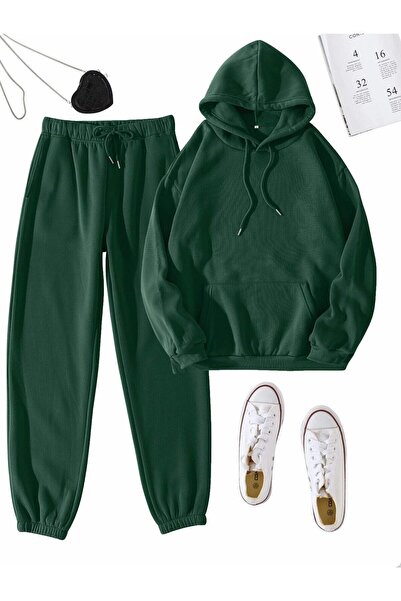 EYAX MODA Brown Unisex Hooded Tracksuit Set