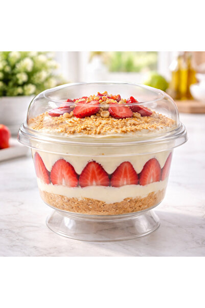 Ambalaj Evi Footed Dessert and Presentation Bowl with Lid 200 ml 100 Pieces M...