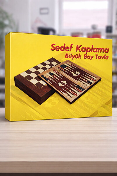 Sedef Set Table și Șah din Lemn Pliabil – Joc 2 în 1 Backgammon și Șah, Tavla...