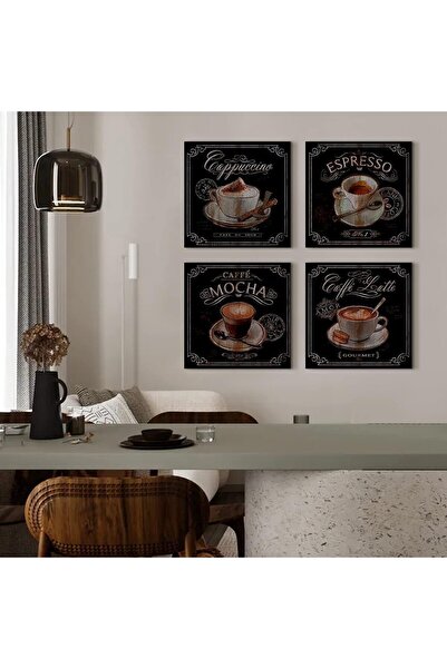 Al Raied لوحات فنية جدارية للقهوة، ديكور لركن القهوة، صور قماشية عتيقة سوداء ...