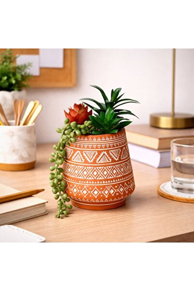 Koopman Plantă suculentă artificială mixtă de 15 cm în ghiveci ceramic din te...