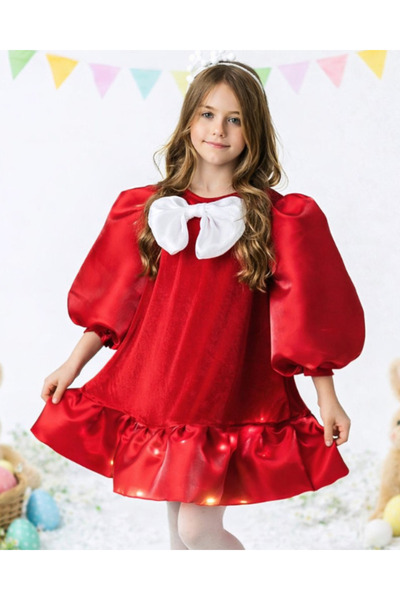 fustite cu luminite Μικρό Φόρεμα με Φωτάκια, Κόκκινο με Φιόγκο για το Πάσχα -...