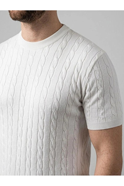 Alfanora Men's Summer Knitwear Woven T-Shirt Short Sleeve Crew Neck Knitted P...