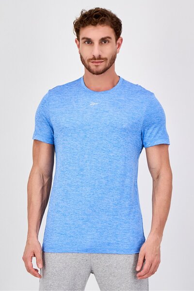 Reebok Men Sportswear Fit Short Sleeve Training T-Shirt, Heather Blue