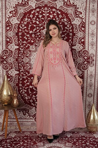 AFandina جلابية ورد الروح المطرزة – أناقة ناعمة بتفاصيل فخمة