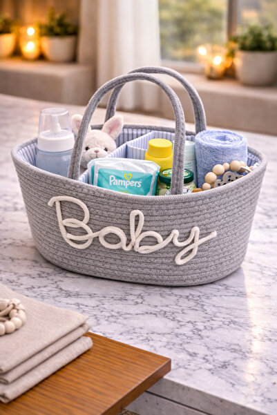 Baby سلة تنظيم البيبي بتقسيم داخلي عملي – كل أغراض طفلك بترتيب وفخامة مقاس 40...