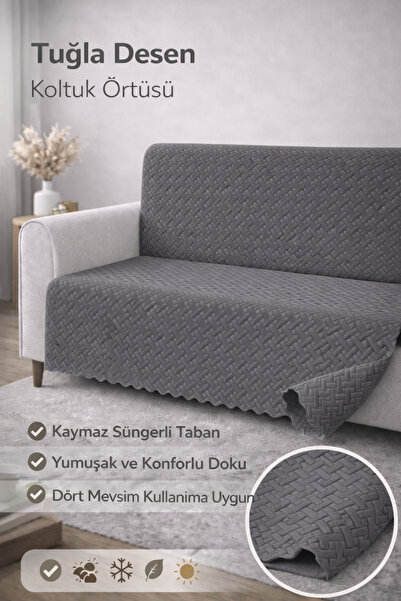 riselerhome Non-Slip Sponge Sofa Cover 160X205 Brick Patterned 4 Seasons Usef...