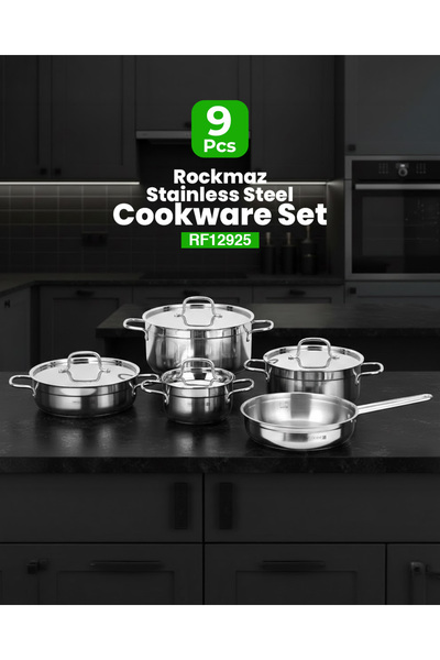 ROYALFORD Rockmaz 9pcs Stainless Steel Cookware Set RF12925 Casseroles with L...