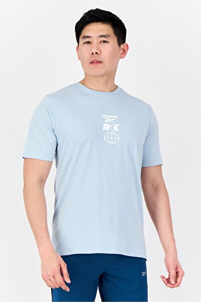 Reebok Men Sportswear Fit Short Sleeve Outdoor T-Shirt, Ice Blue