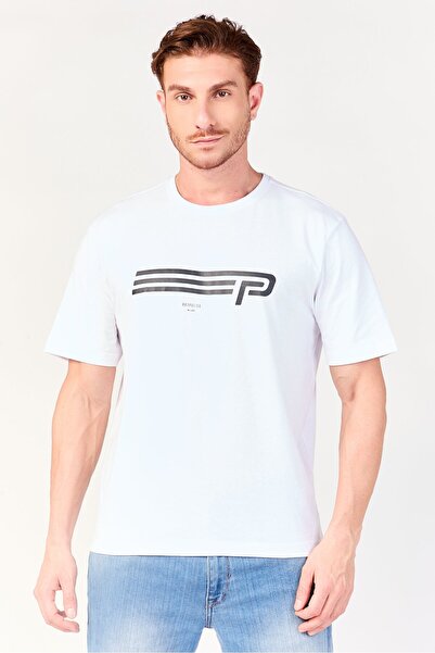 883 Police Men Crew Neck Short Sleeve Brand Logo T-Shirts, White