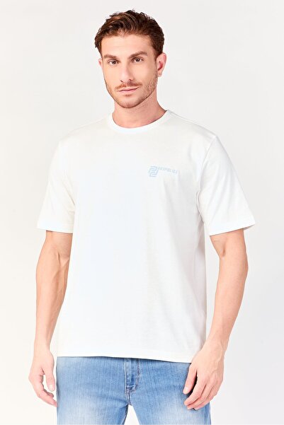 883 Police Men Crew Neck Short Sleeve Brand Logo T-Shirts, Off White