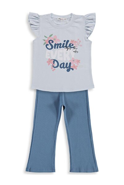 Civil Girls Σετ με στάμπα Smile για παιδιά 2-5 ετών - Ανοιχτό Μπλε-Σκούρο Ίντ...