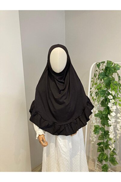 UHDE STORE حجاب عملي للفتيات، مصنوع من القطن الجاهز للارتداء، مريح ومزين بكشكشة.