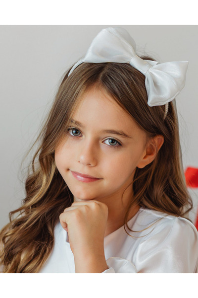 fustite cu luminite Elegant White Bow Headband