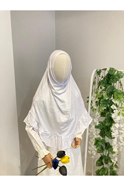 UHDE STORE Kız Çocuk Pratik Başörtü, Hazır Geçmeli Pamuklu Rahat Fırfırlı
