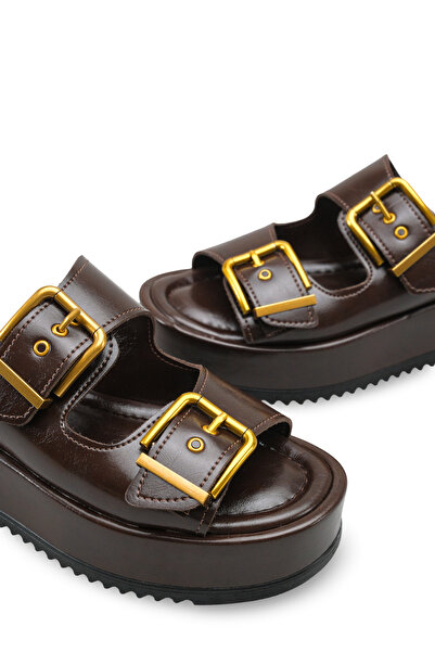 Riccon Жіночі капці Winledha з подвійною пряжкою 001278 Коричневий сільський ...