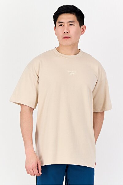 Reebok Men Sportswear Fit Short Sleeves Outdoors T-Shirt, Beige