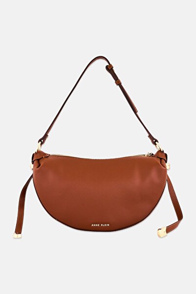 Anne Klein حقيبة كتف نسائية بشعار العلامة التجارية، لون بني