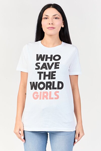 Undiz Women Crew Neck Graphic Print Short Sleeve T-Shirt, White