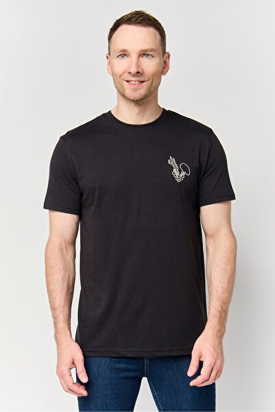 Laguna Men Crew Neck Short Sleeve Embroidered T-Shirt, Black